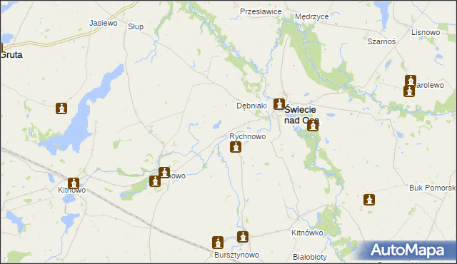 mapa Rychnowo gmina Świecie nad Osą, Rychnowo gmina Świecie nad Osą na mapie Targeo