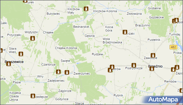 mapa Rydzew, Rydzew na mapie Targeo