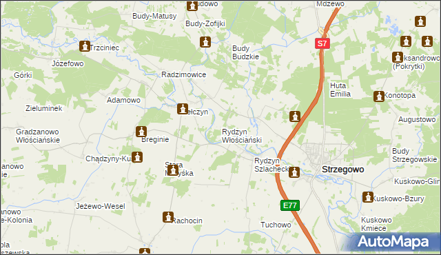 mapa Rydzyn Włościański, Rydzyn Włościański na mapie Targeo