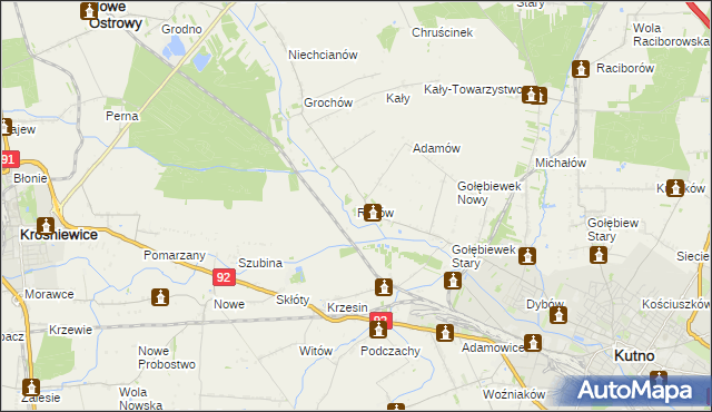 mapa Ryków gmina Kutno, Ryków gmina Kutno na mapie Targeo