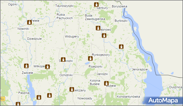 mapa Rynkojeziory, Rynkojeziory na mapie Targeo