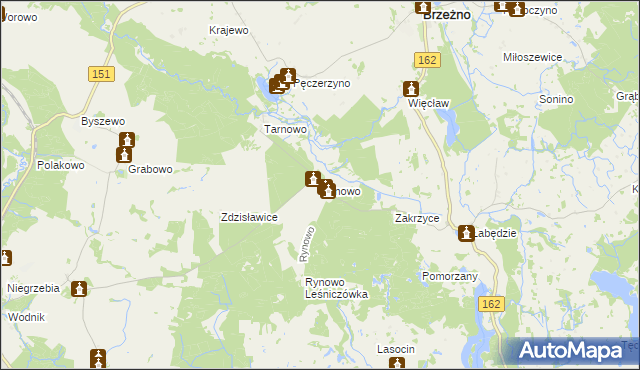 mapa Rynowo gmina Łobez, Rynowo gmina Łobez na mapie Targeo