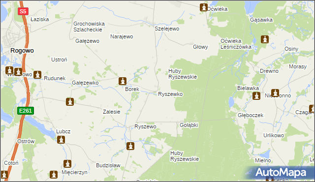 mapa Ryszewko gmina Gąsawa, Ryszewko gmina Gąsawa na mapie Targeo