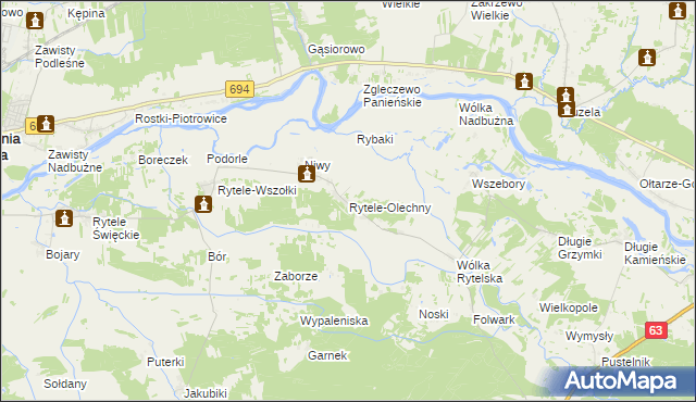mapa Rytele-Olechny, Rytele-Olechny na mapie Targeo