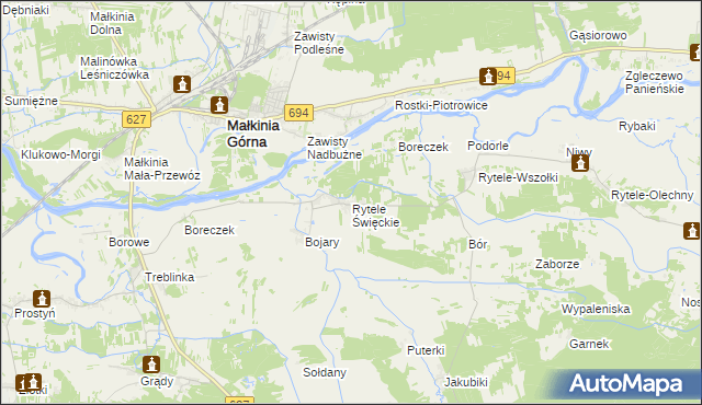 mapa Rytele Święckie, Rytele Święckie na mapie Targeo