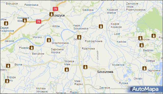 mapa Rząchowa, Rząchowa na mapie Targeo