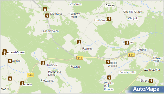 mapa Rżaniec, Rżaniec na mapie Targeo