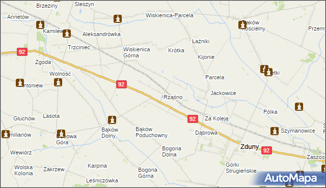 mapa Rząśno, Rząśno na mapie Targeo