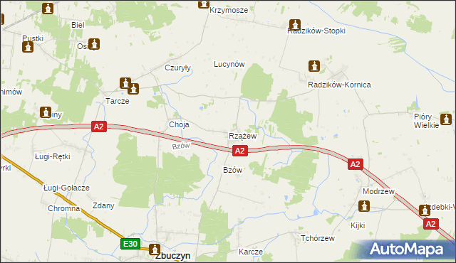 mapa Rzążew, Rzążew na mapie Targeo