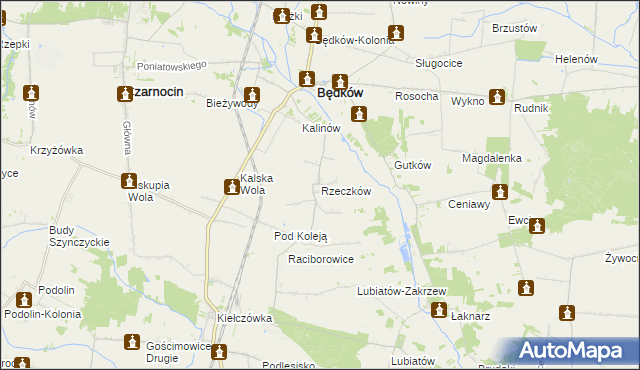 mapa Rzeczków gmina Będków, Rzeczków gmina Będków na mapie Targeo