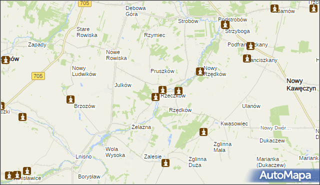 mapa Rzeczków gmina Skierniewice, Rzeczków gmina Skierniewice na mapie Targeo