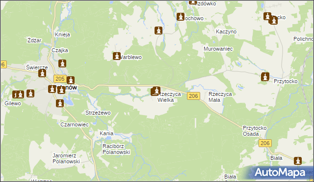 mapa Rzeczyca Wielka, Rzeczyca Wielka na mapie Targeo