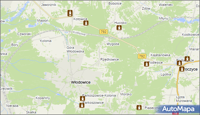 mapa Rzędkowice, Rzędkowice na mapie Targeo