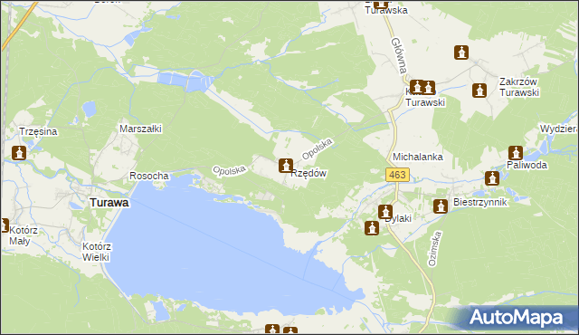 mapa Rzędów gmina Turawa, Rzędów gmina Turawa na mapie Targeo