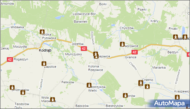 mapa Rzejowice, Rzejowice na mapie Targeo