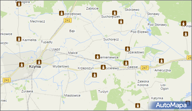 mapa Rzemieniewice gmina Kcynia, Rzemieniewice gmina Kcynia na mapie Targeo