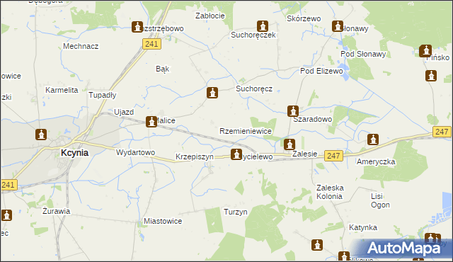 mapa Rzemieniewice gmina Szubin, Rzemieniewice gmina Szubin na mapie Targeo