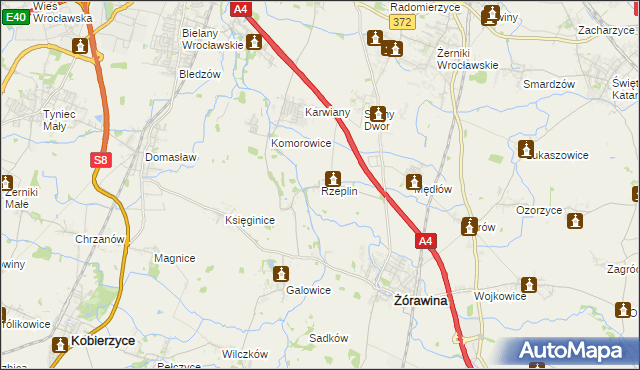 mapa Rzeplin gmina Żórawina, Rzeplin gmina Żórawina na mapie Targeo