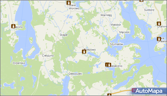 mapa Rzepowo gmina Czaplinek, Rzepowo gmina Czaplinek na mapie Targeo