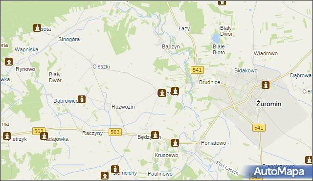 mapa Rzężawy gmina Żuromin, Rzężawy gmina Żuromin na mapie Targeo