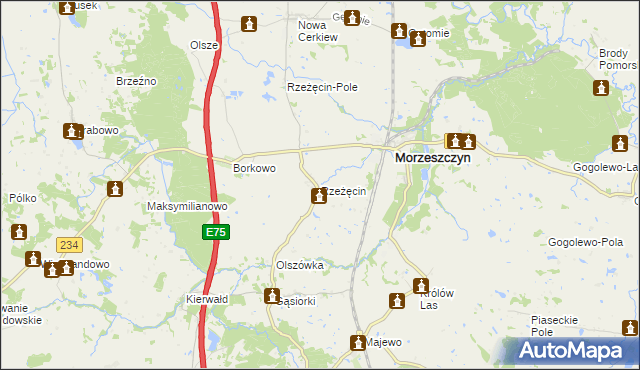 mapa Rzeżęcin, Rzeżęcin na mapie Targeo