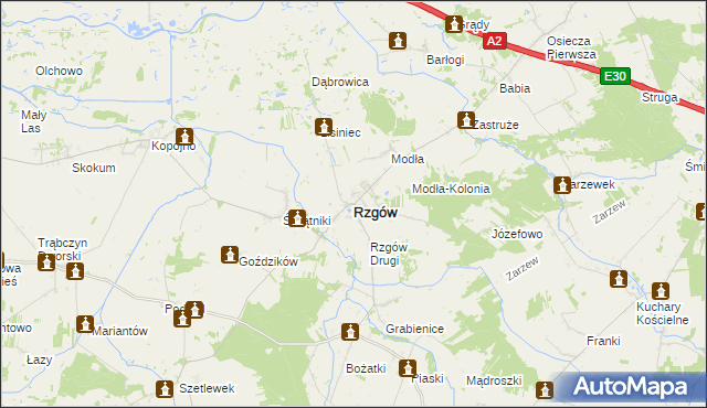 mapa Rzgów powiat koniński, Rzgów powiat koniński na mapie Targeo