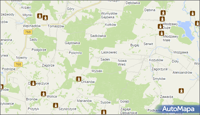 mapa Sadek gmina Pińczów, Sadek gmina Pińczów na mapie Targeo