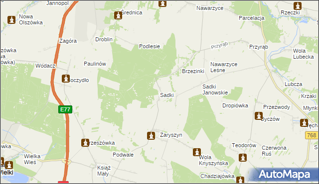 mapa Sadki gmina Wodzisław, Sadki gmina Wodzisław na mapie Targeo