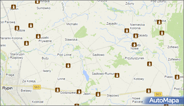 mapa Sadłowo gmina Rypin, Sadłowo gmina Rypin na mapie Targeo