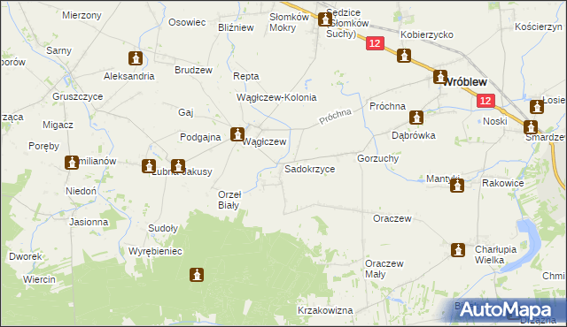 mapa Sadokrzyce, Sadokrzyce na mapie Targeo