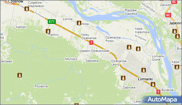 mapa Sadowa gmina Łomianki, Sadowa gmina Łomianki na mapie Targeo