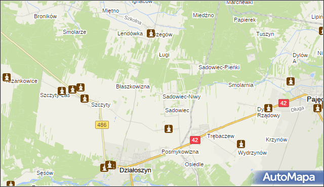 mapa Sadowiec-Niwy, Sadowiec-Niwy na mapie Targeo