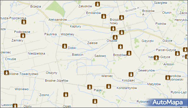 mapa Sadowo gmina Iłów, Sadowo gmina Iłów na mapie Targeo