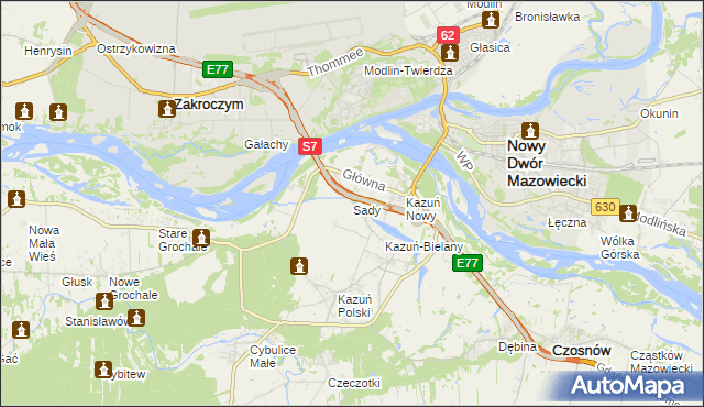 mapa Sady gmina Czosnów, Sady gmina Czosnów na mapie Targeo