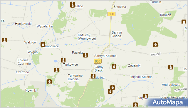 mapa Sahryń-Kolonia, Sahryń-Kolonia na mapie Targeo