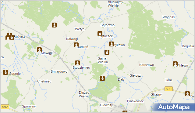 mapa Sajna Wielka, Sajna Wielka na mapie Targeo