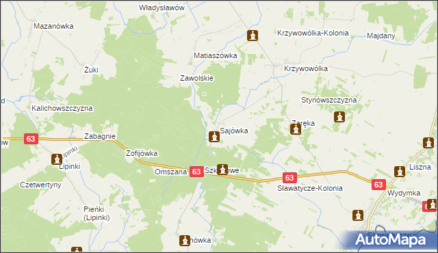 mapa Sajówka, Sajówka na mapie Targeo