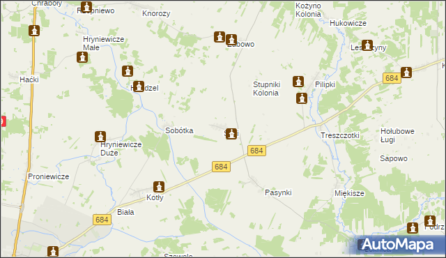 mapa Saki gmina Bielsk Podlaski, Saki gmina Bielsk Podlaski na mapie Targeo