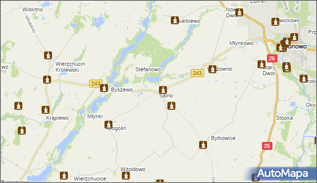 mapa Salno gmina Koronowo, Salno gmina Koronowo na mapie Targeo