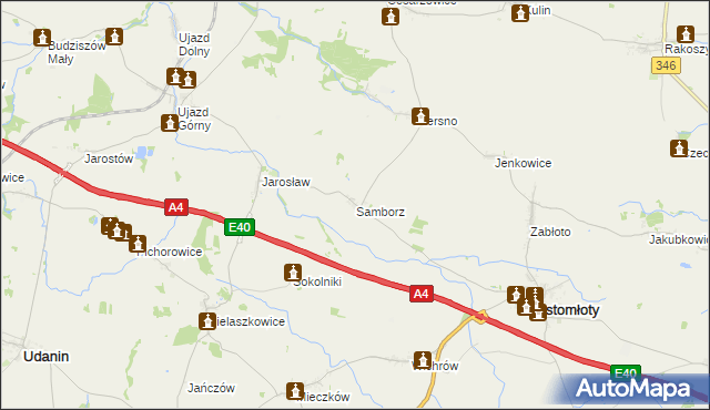 mapa Samborz gmina Kostomłoty, Samborz gmina Kostomłoty na mapie Targeo