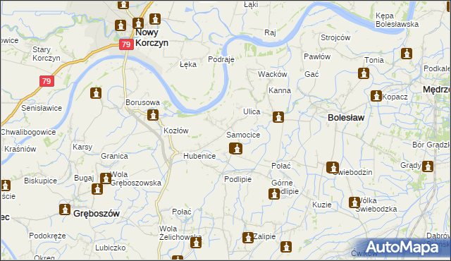 mapa Samocice, Samocice na mapie Targeo