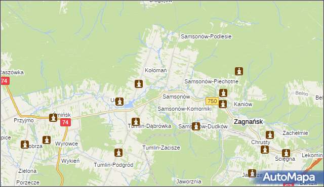 mapa Samsonów, Samsonów na mapie Targeo