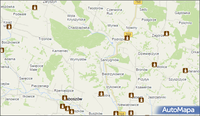 mapa Sancygniów, Sancygniów na mapie Targeo