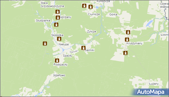 mapa Sanniki gmina Krynki, Sanniki gmina Krynki na mapie Targeo