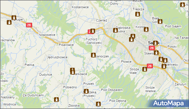 mapa Sanoczek, Sanoczek na mapie Targeo