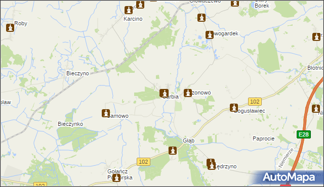 mapa Sarbia gmina Kołobrzeg, Sarbia gmina Kołobrzeg na mapie Targeo