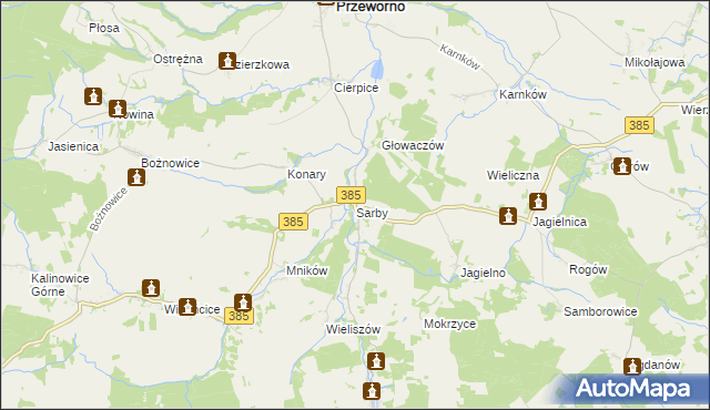 mapa Sarby, Sarby na mapie Targeo