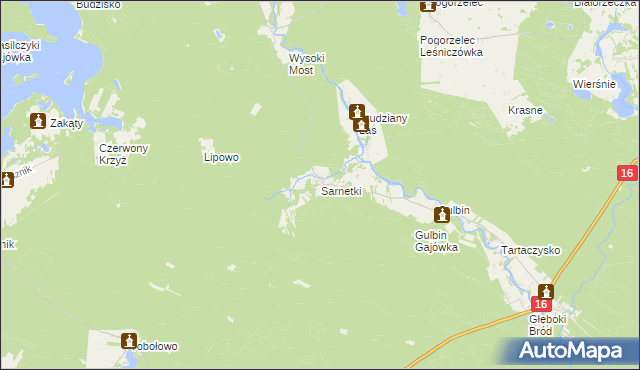 mapa Sarnetki, Sarnetki na mapie Targeo