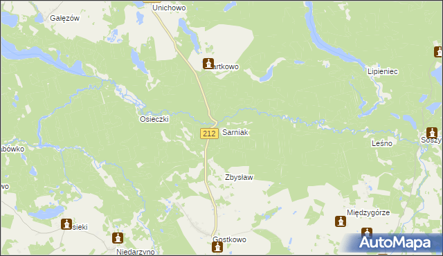 mapa Sarniak gmina Bytów, Sarniak gmina Bytów na mapie Targeo