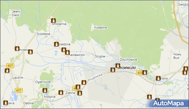 mapa Ścigów, Ścigów na mapie Targeo